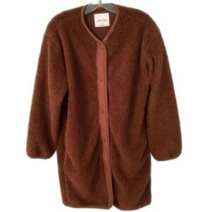 WILFRED FREE ARTIZIA SIZE MEDIUM RICH CARMEL SHERPA LONG LINER JACKET